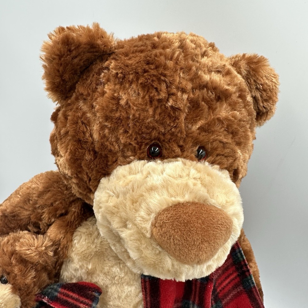 Vintage GUND Heads & Tales Plush Mother & Baby Set Christmas Tartan Plaid Scarf - Picture 4 of 12